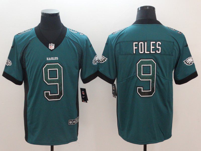 Men Philadelphia Eagles #9 Foles Green Drift Fashion Color Rush Limited NFL Jerseys